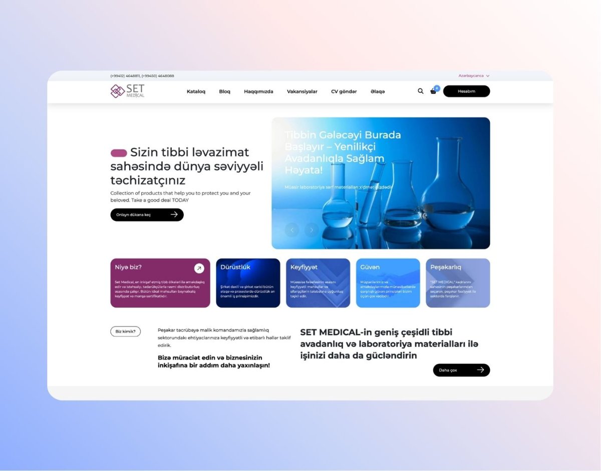 Set Medical üçün E-ticarət Platforması