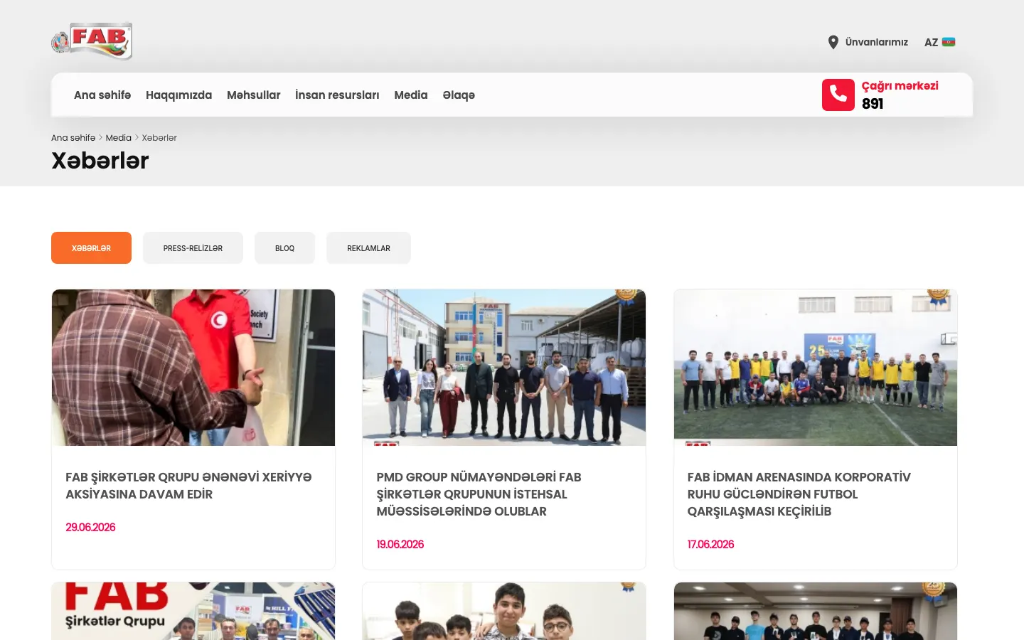 A comprehensive product catalog and corporate website for FAB Boya
