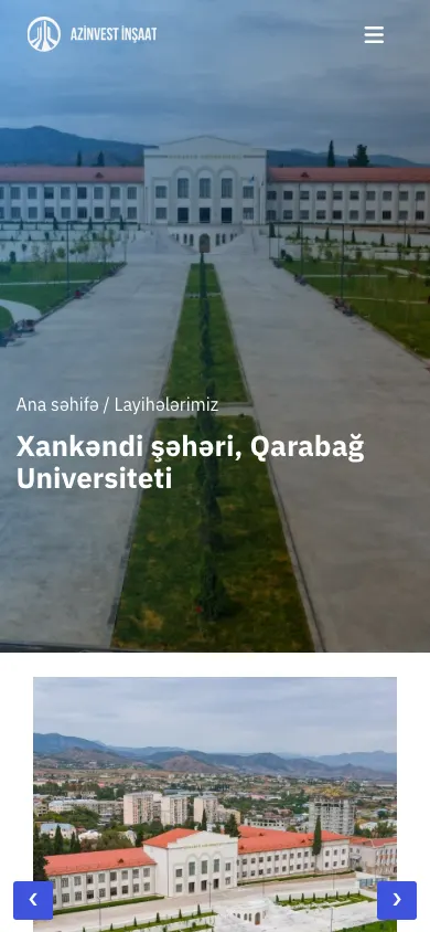 Corporate construction portfolio website for Azinvest İnşaat