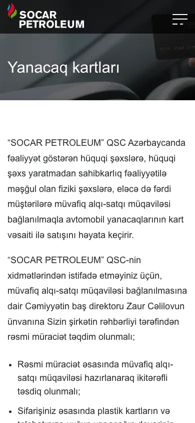 Corporate website for SOCAR Petroleum