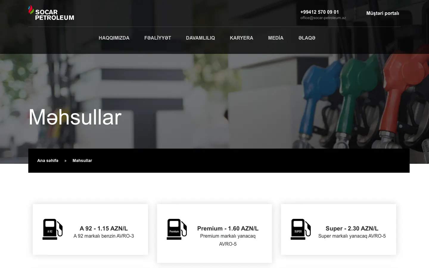 Corporate website for SOCAR Petroleum