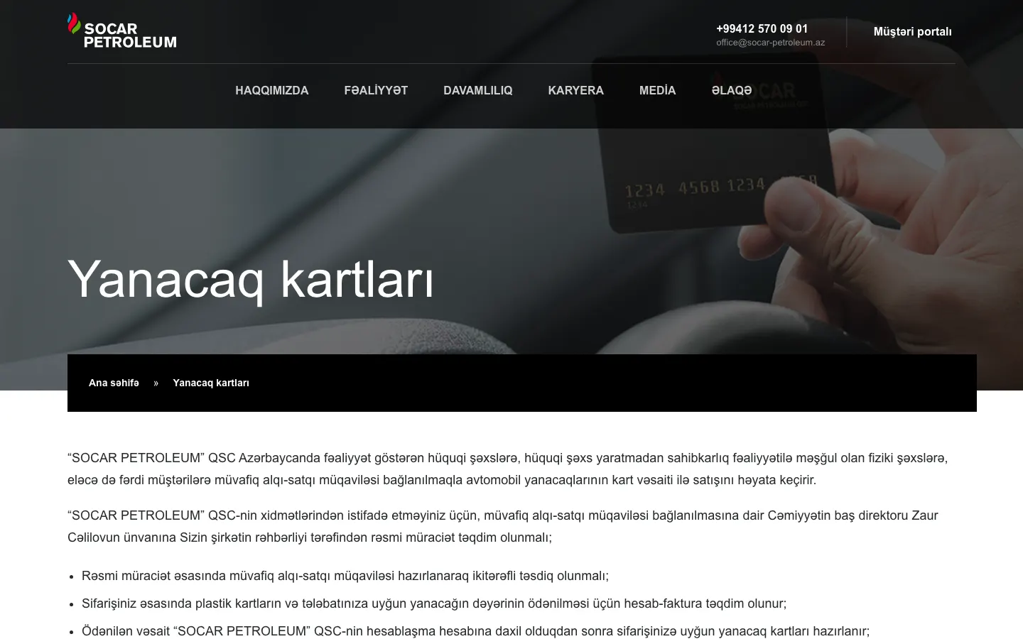 Corporate website for SOCAR Petroleum