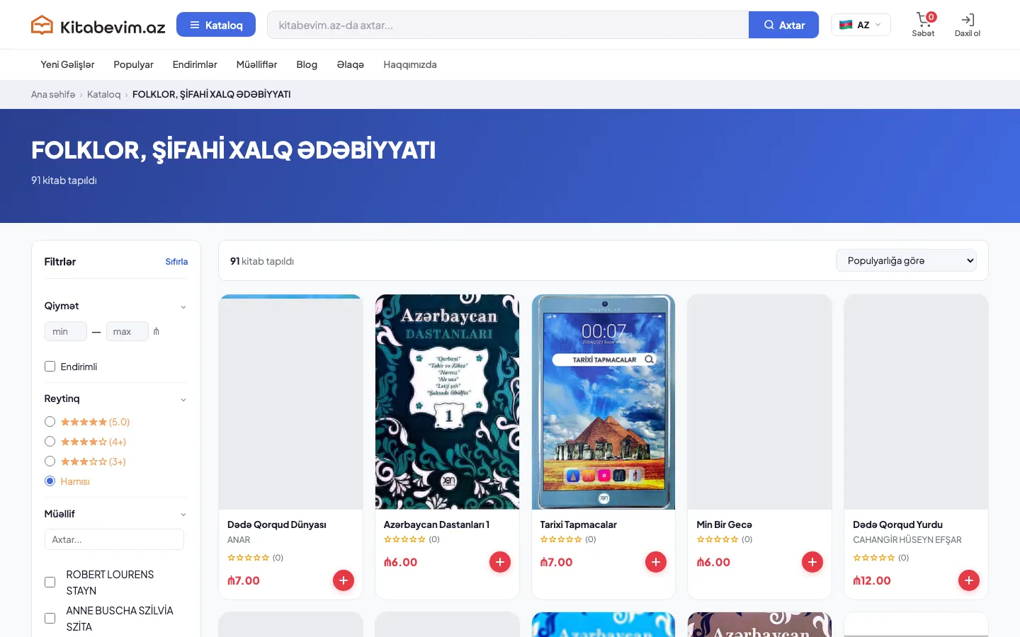 Online bookstore for Kitabevim.az