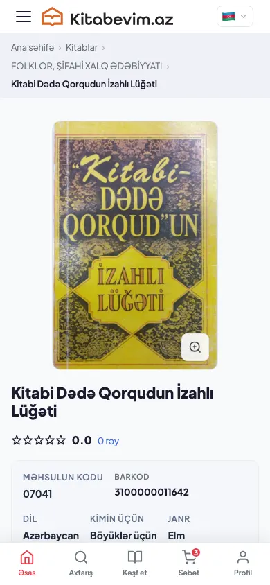 Online bookstore for Kitabevim.az