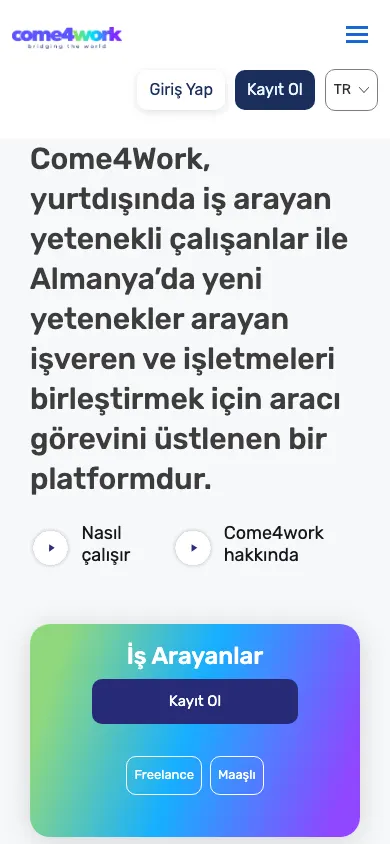 Job seeker–employer matching platform for Come4Work
